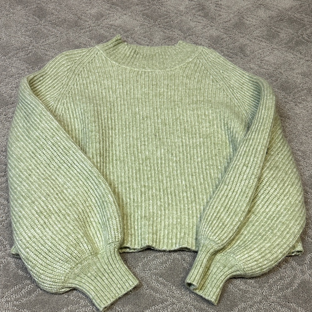 Mango Ribbed Knit Sweater - Soft Green